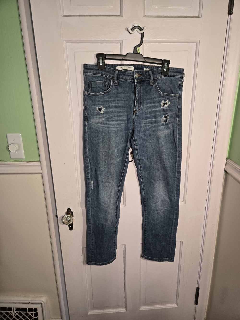 Pilcro and the Letterpress Medium Blue Distressed Boyfriend Jeans Size 30